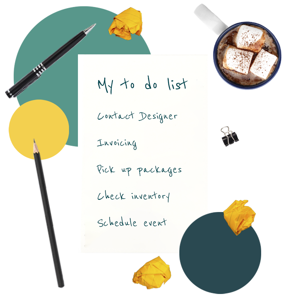 Image of a to do list for a business owner. Contact a designer for web and graphic design services for small businesses is the first item.